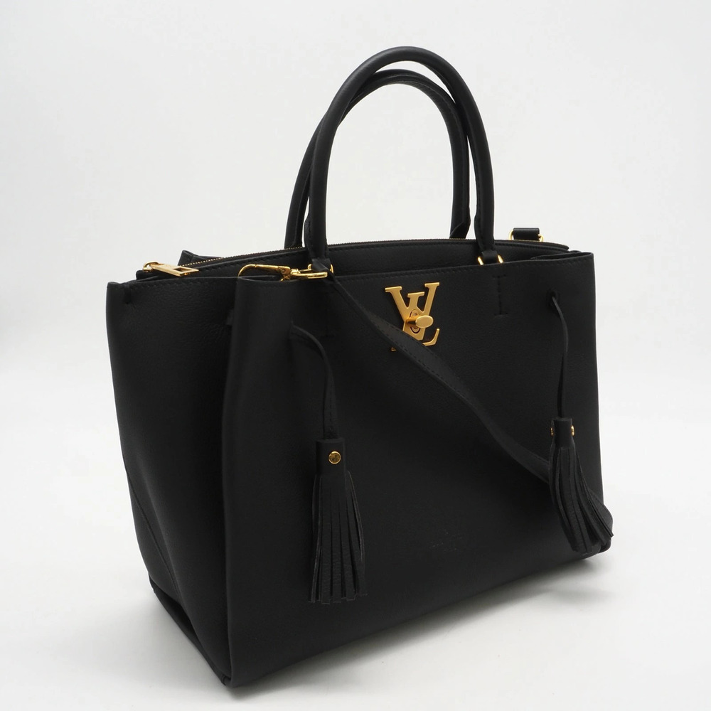 Louis Vuitton Parnassa Lockme Noir Black Handbag black calf leather